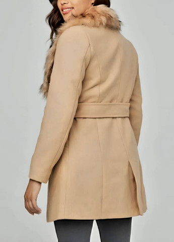 Бежевое демисезонное Пальто двубортное Guess