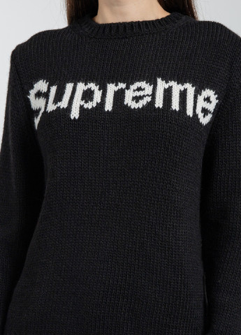 Черный демисезонный черный шерстяной свитер с логотипом Supreme Spain