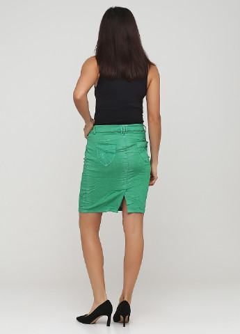 Зеленая джинсовая однотонная юбка Sassofono карандаш