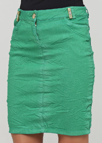 Зеленая джинсовая однотонная юбка Sassofono карандаш