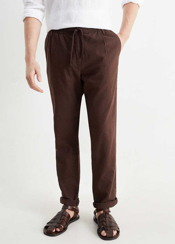 Темно-коричневые кэжуал демисезонные чиносы брюки C&A