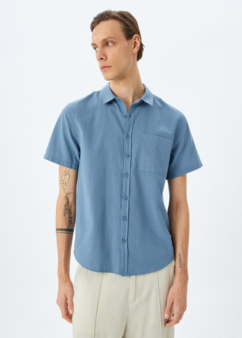 Голубой кэжуал рубашка однотонная KOTON