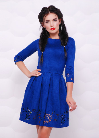 Синее кэжуал платье Fashion Up однотонное