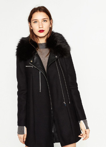 Черное демисезонное Пальто Zara