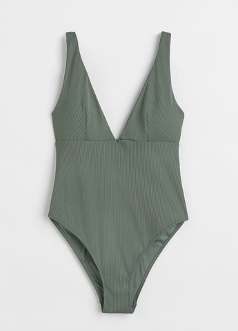 Темно-зеленый летний купальник слитный H&M