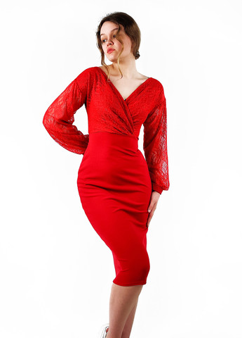 Червона коктейльна сукня футляр Boohoo однотонна