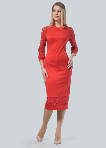 Червона ділова сукня, сукня футляр Lila Kass однотонна