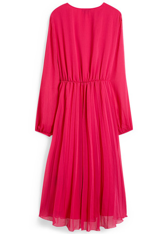 Розовое кэжуал платье плиссированное C&A однотонное