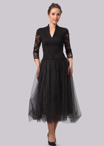 Черное коктейльное платье пачка Alika Kruss