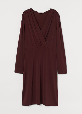 Бордовое кэжуал платье на запах H&M однотонное