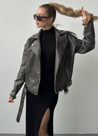 Темно-сіра демісезонна куртка косуха No Brand