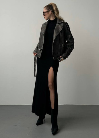 Темно-сіра демісезонна куртка косуха No Brand