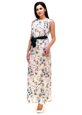 Персиковое кэжуал платье Ravol с цветочным принтом