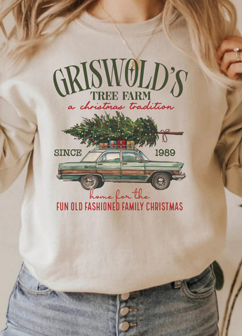 Бежевый свитшот SHEIN новогодний без декора (353322198)