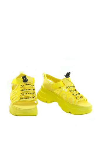 Желтые босоножки No Brand на липучке со шнуровкой