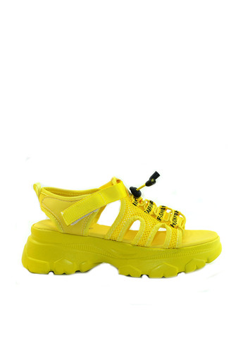 Желтые босоножки No Brand на липучке со шнуровкой