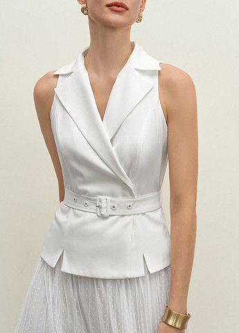 Білий літній комплект (жилет, спідниця) SHEIN