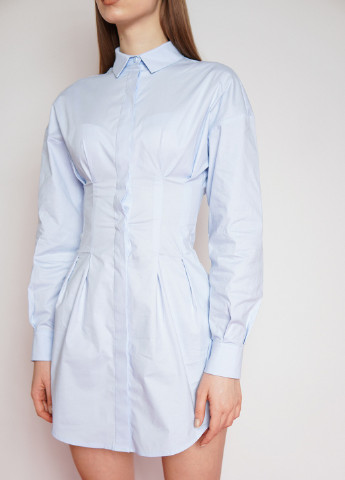 Голубое кэжуал платье-рубашка рубашка Papaya однотонное