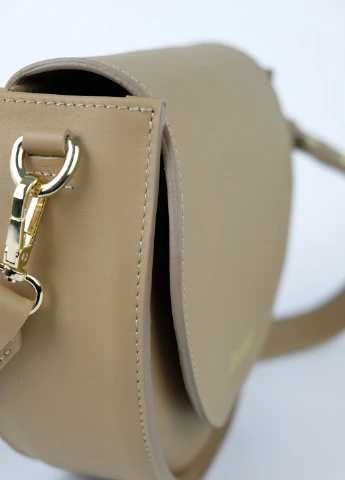 Сумка шкіряна кругла жіноча через плече крос боді. Сумочка клатч бежева маленька зі шкіри. Luna Kozhanty (224402312)