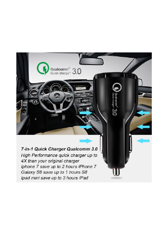 Автомобільний зарядний пристрій 2USB, Qualcom 3.0, 6A White XoKo cqc-200 (132540126)