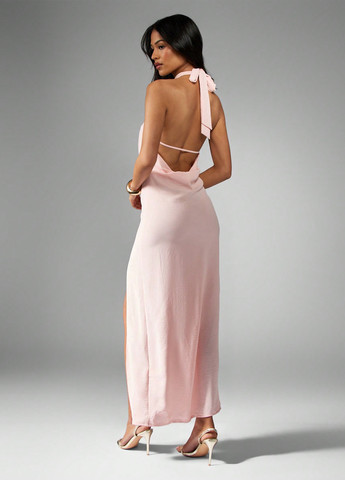 Світло-рожева святковий, вечірня сукня а-силует, з відкритою спиною SHEIN однотонна