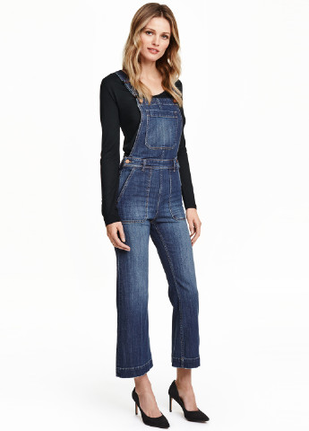 Комбінезон H&M комбінезон-брюки однотонний синій джинсовий бавовна