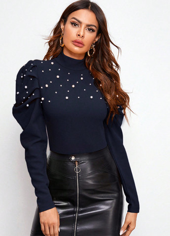 Темно-синя блуза SHEIN