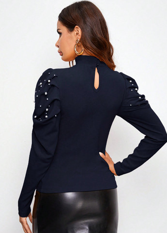 Темно-синя блуза SHEIN