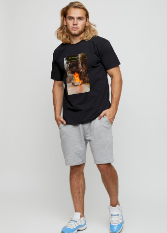 Чорна футболка чоловіча basic /air print/ YAPPI