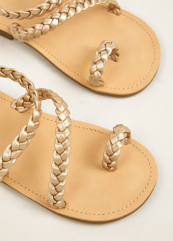 Золотые кэжуал сандалии SHEIN Без шнурков