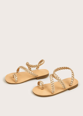 Золотые кэжуал сандалии SHEIN Без шнурков