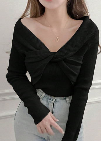 Чорний демісезонний пуловер пуловер SHEIN