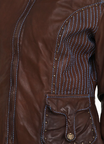 Коричневая демисезонная куртка кожаная Class Roberto Cavalli