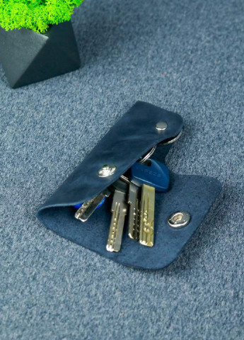 Кожаная ключница на кнопке №16, натуральная Винтажная кожа, цвет Синий Berty (253839602)