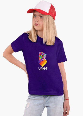 Фиолетовая демисезонная футболка детская лайк котик (likee cat)(9224-1470) MobiPrint