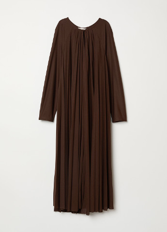Коричневое кэжуал платье а-силуэт, плиссированное H&M однотонное