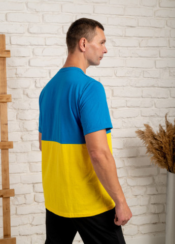 Синьо-жовта футболка чоловіча з коротким рукавом V.O.G.