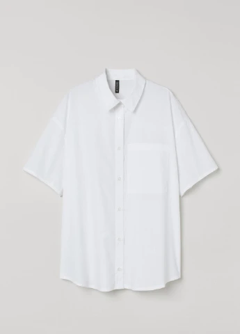 Белая кэжуал рубашка однотонная H&M