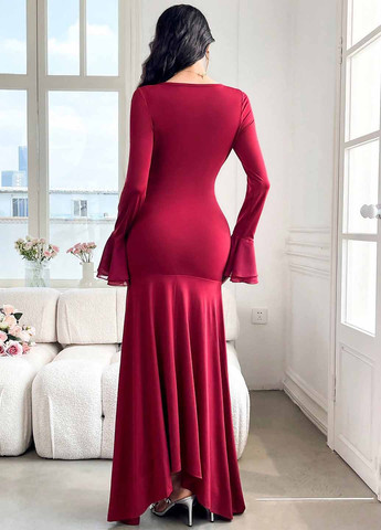 Бордова вечірня сукня годе SHEIN однотонна