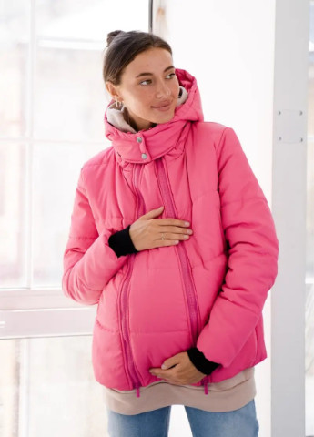 Малиновая зимняя мягкая, легкая куртка для беременных до -35 °c со снимающейся вставкой малиновая To Be