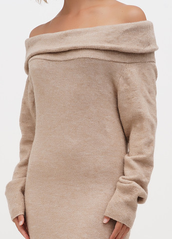 Бежева кежуал сукня з відкритими плечима H&M меланжева