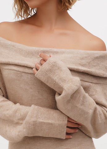 Бежева кежуал сукня з відкритими плечима H&M меланжева