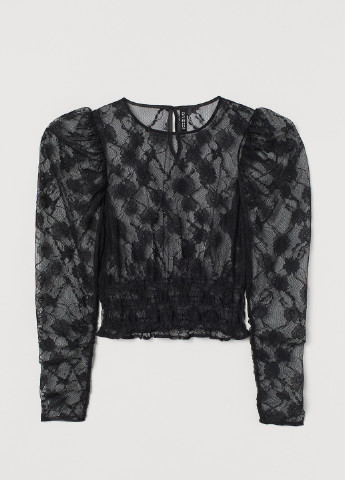 Чорна блузка з пишним рукавом H&M