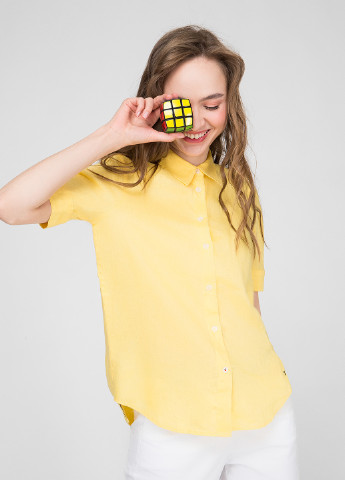 Желтая кэжуал рубашка однотонная Tommy Hilfiger