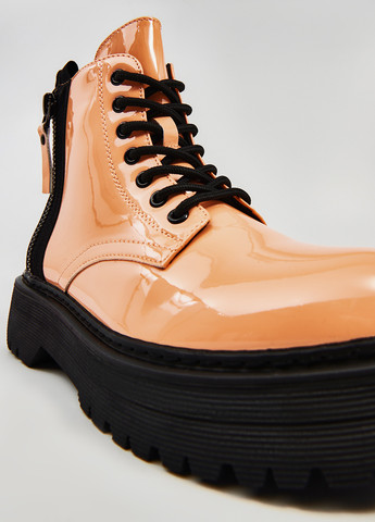 Осенние ботинки Cropp с молнией, со шнуровкой, лаковые из полиуретана
