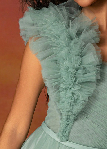 М'ятна святковий, вечірня сукня на одне плече SHEIN однотонна