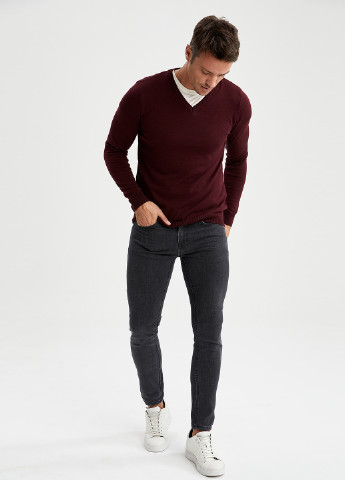 Бордовый демисезонный пуловер пуловер DeFacto