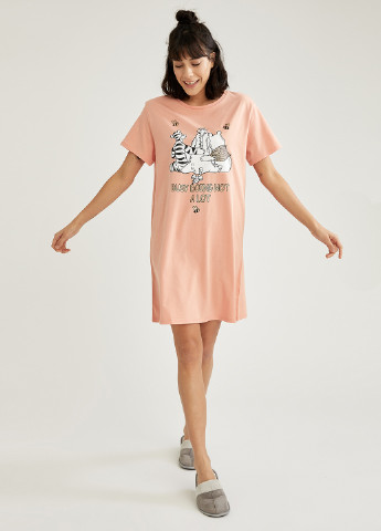 Платье DeFacto светло-розовая домашняя трикотаж, хлопок