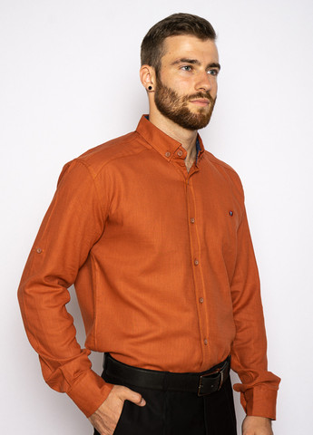 Терракотовая кэжуал, классическая рубашка однотонная Time of Style