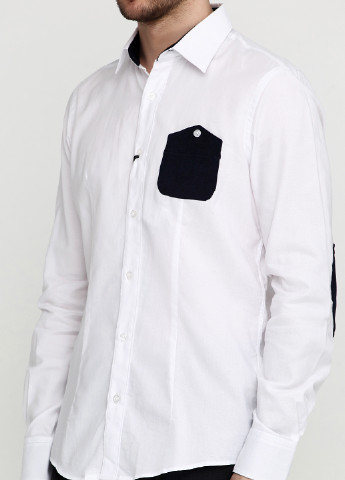 Белая классическая рубашка однотонная Hyrsu с длинным рукавом